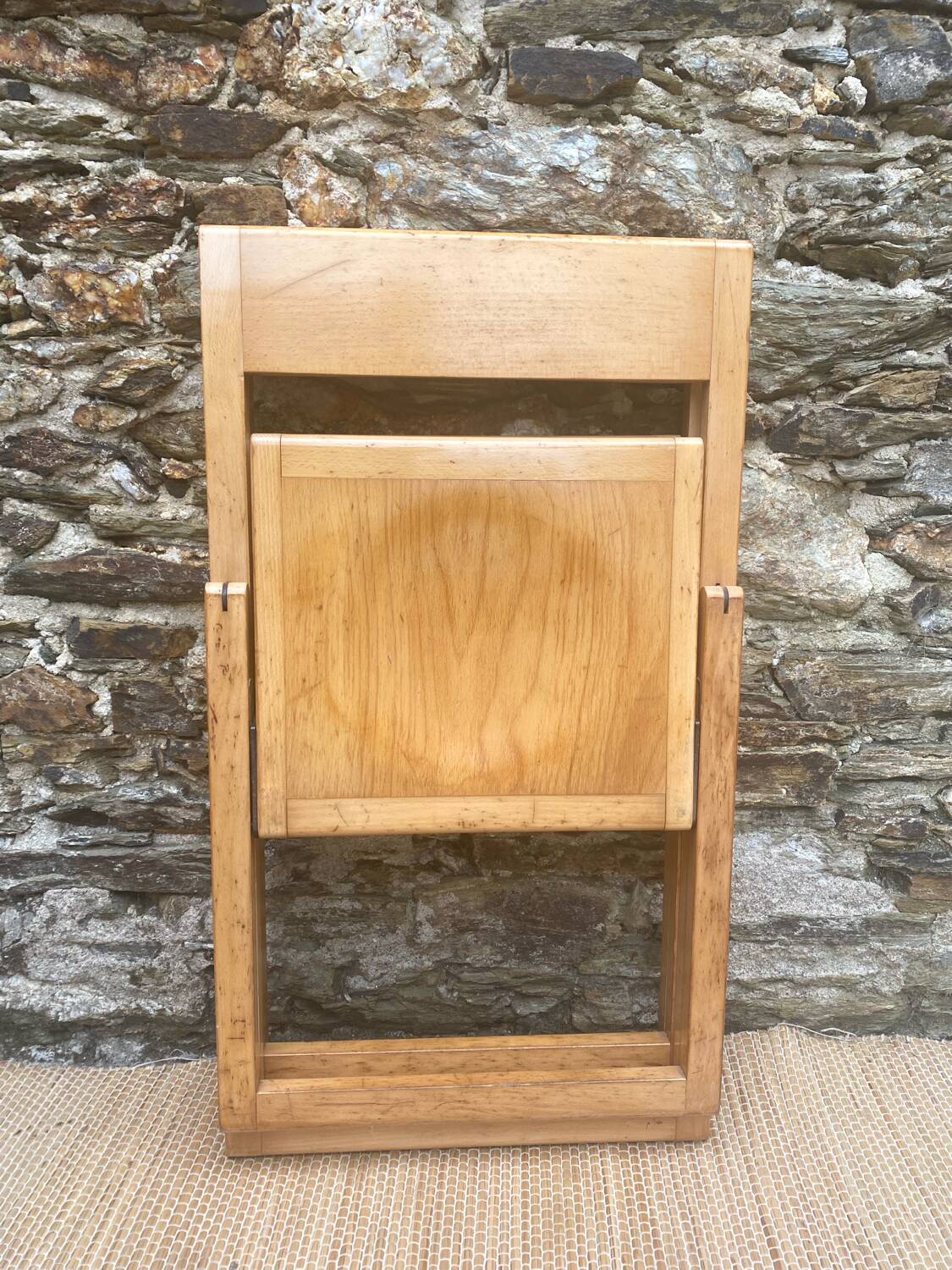 Extra flat vintage beech folding chairs