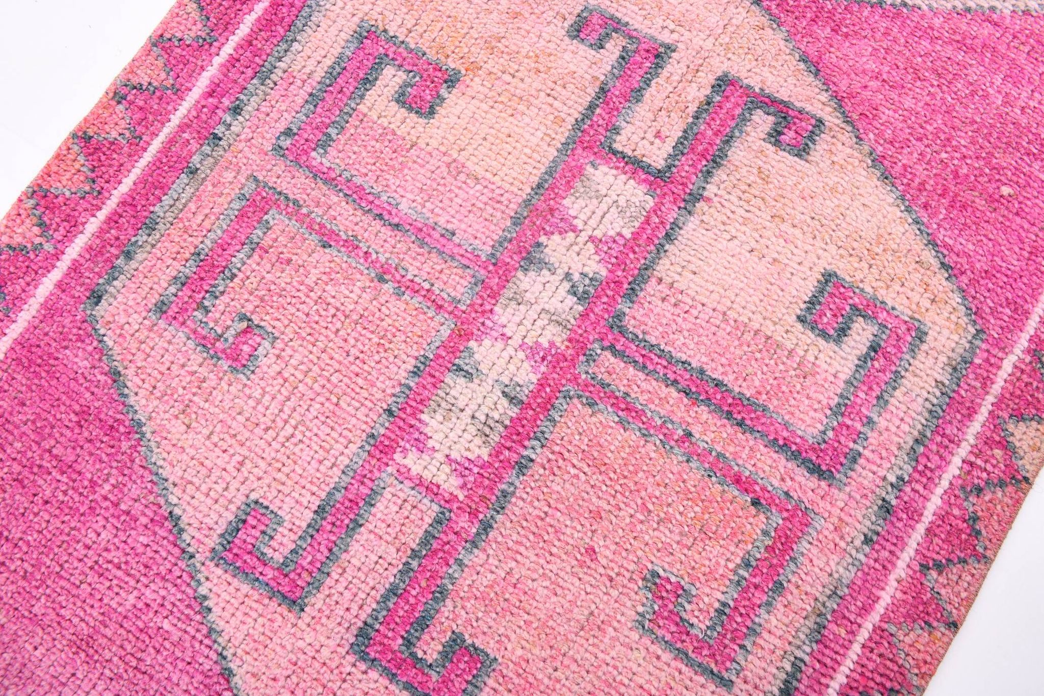 Tapis de couloir oriental Oushak rose saumon, 96 x 318 cm