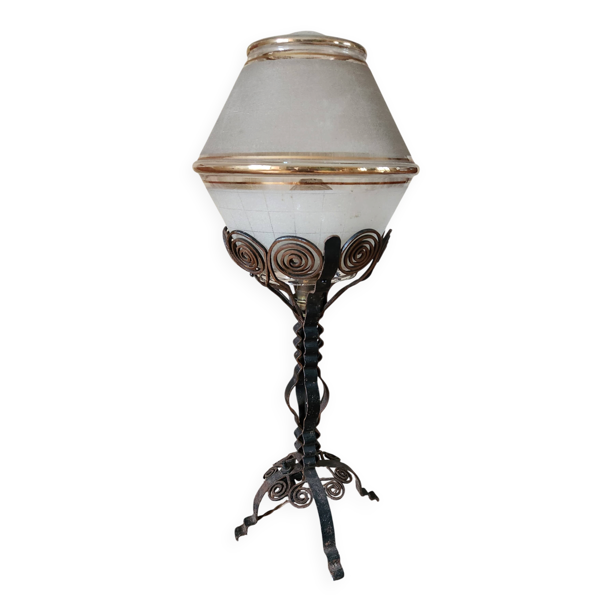 Lampe fer forgé art déco
