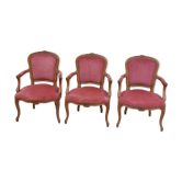 Series of 3 Louis XV chairs in old oak