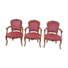 Série de 3 chaises Louis XV en chêne ancienne