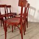 Set of 6 vintage 70s curved varnished wood bistro chairs