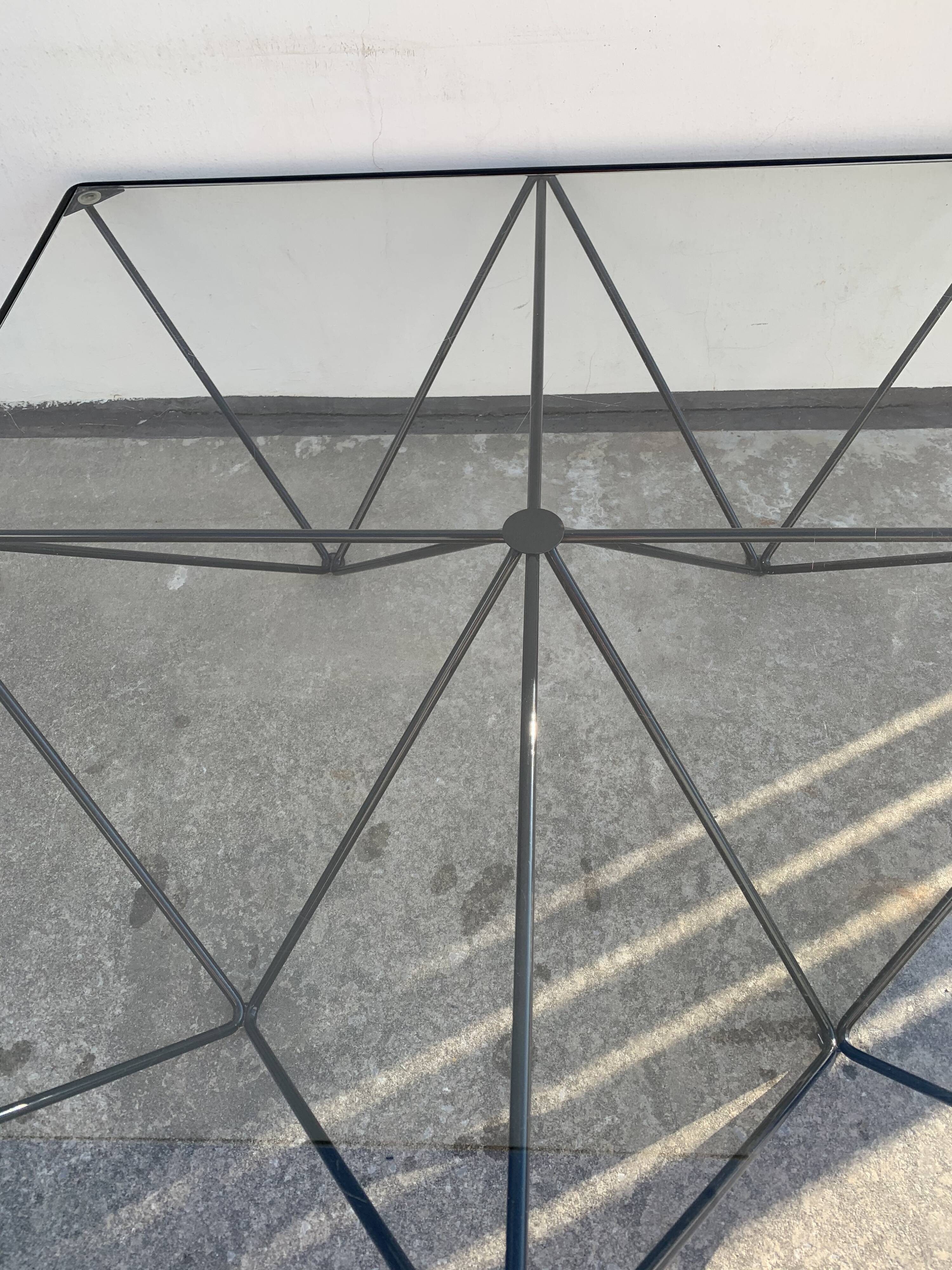 Square coffee table in black tubular steel, 1980