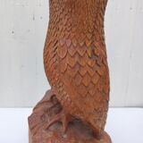 Large wooden owl, sculpture by Alain Dréan, Auray