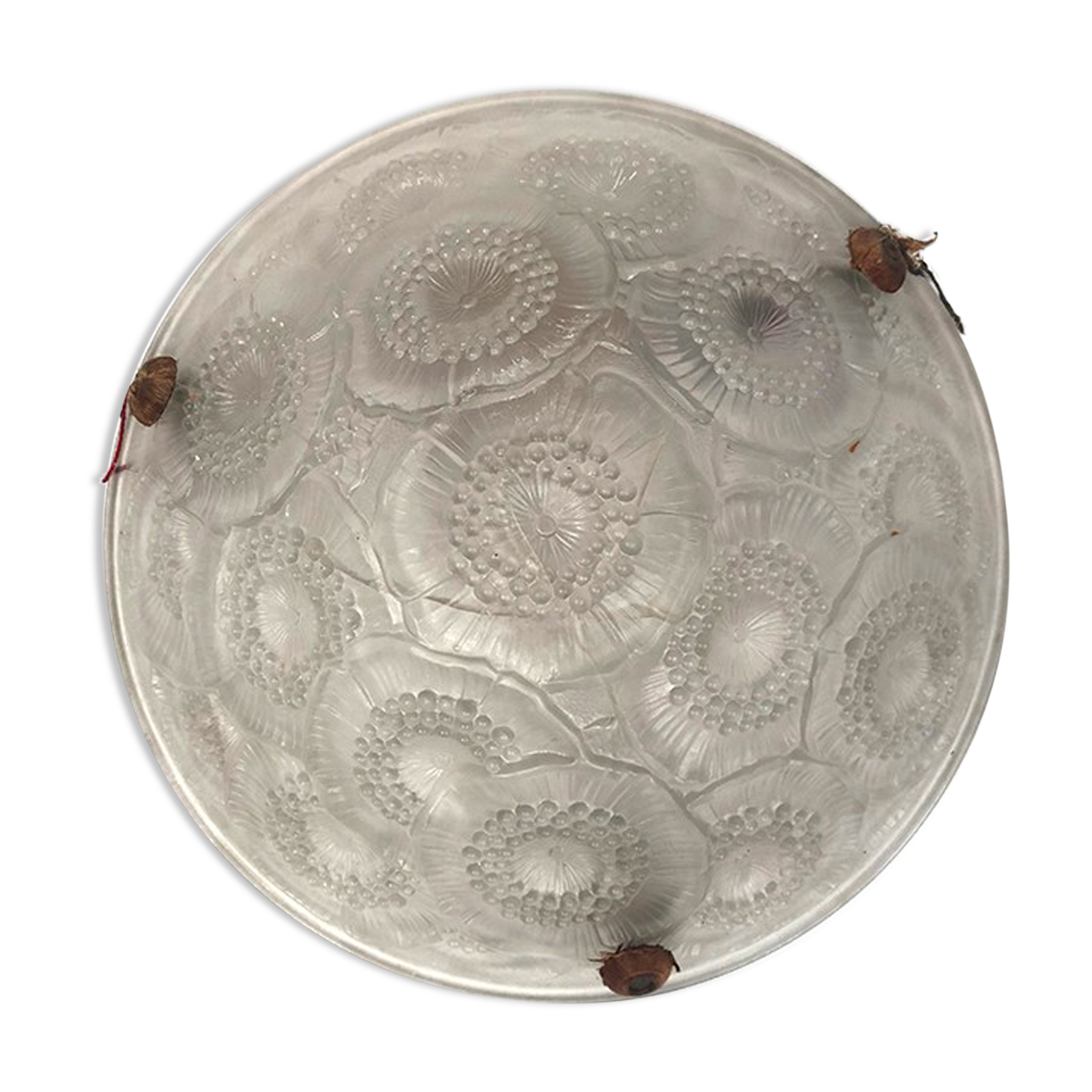 Art Deco pendant lamp, pressed glass basin, molded