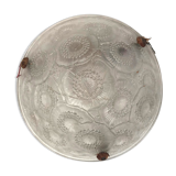 Art Deco pendant lamp, pressed glass basin, molded