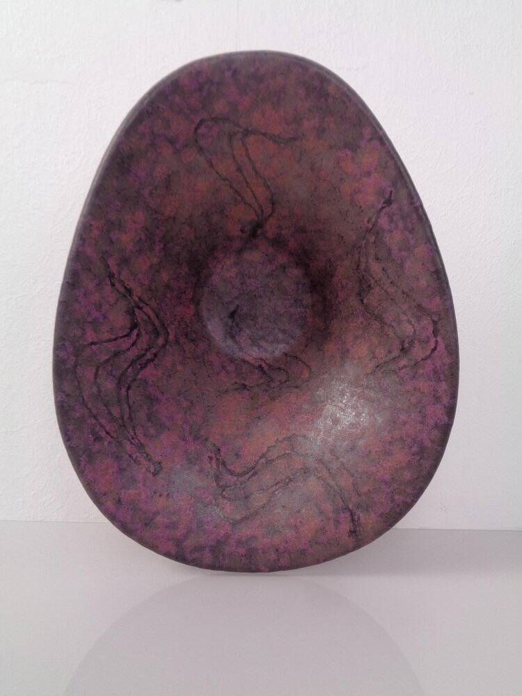 Large Purple & Black 704 Ruscha Art Ceramic Bowl, Germany, 1960s