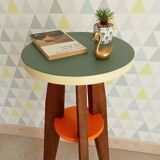 Vintage 70s side table in wood and formica