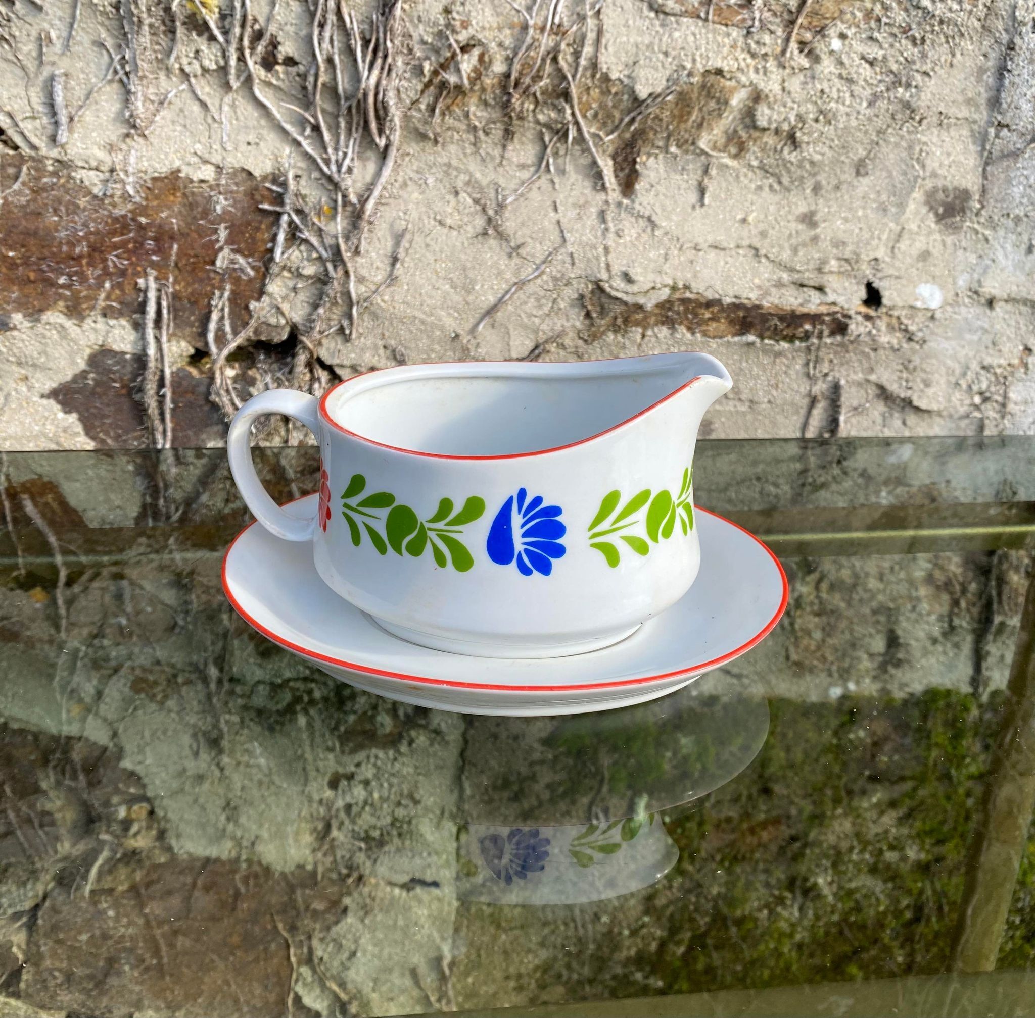 Porcelain sauce dish Alfoldi traditional Hungarian décor Vintage 70s-80s