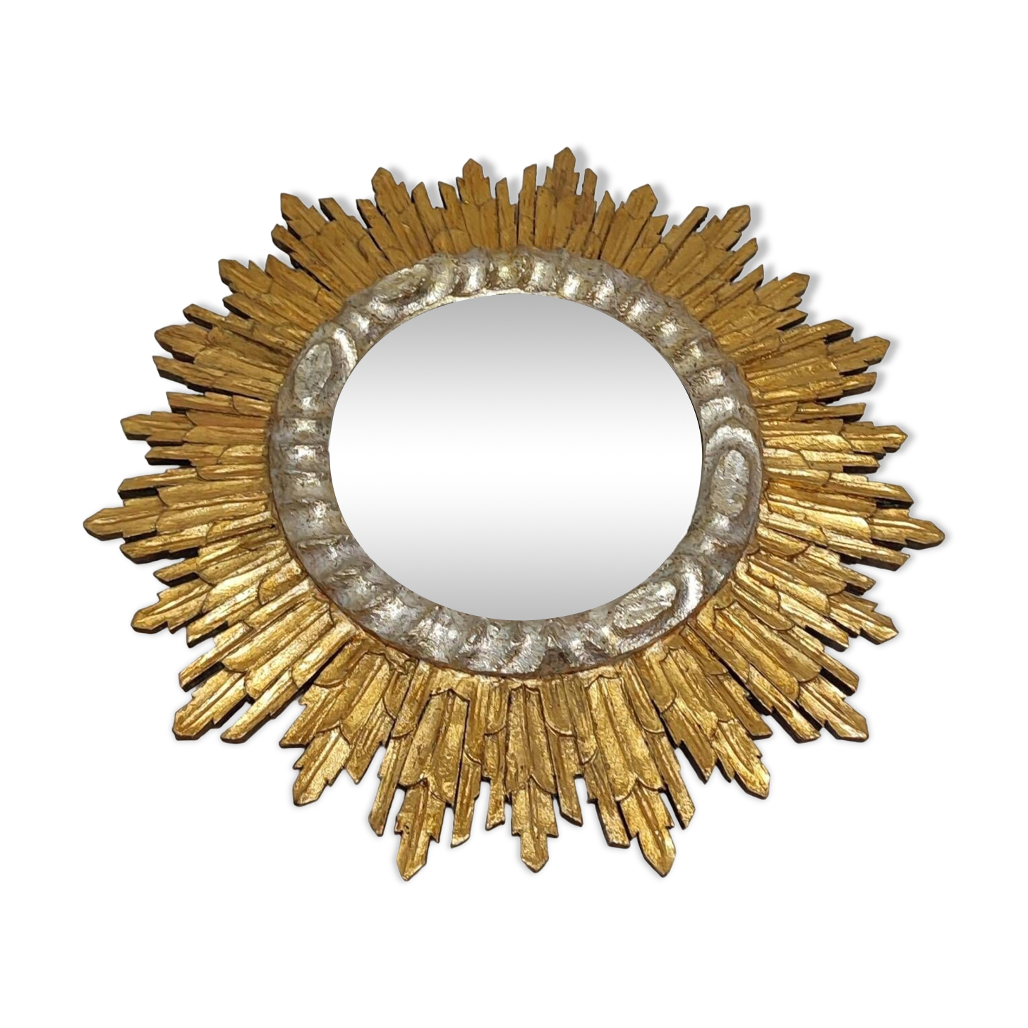 Miroir soleil en bois. Espagne, années 1960.