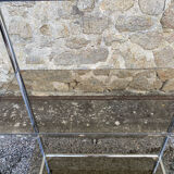 Vintage 1970s Rectangular Chrome High Shelf with 5 Smoked Glass Shelves