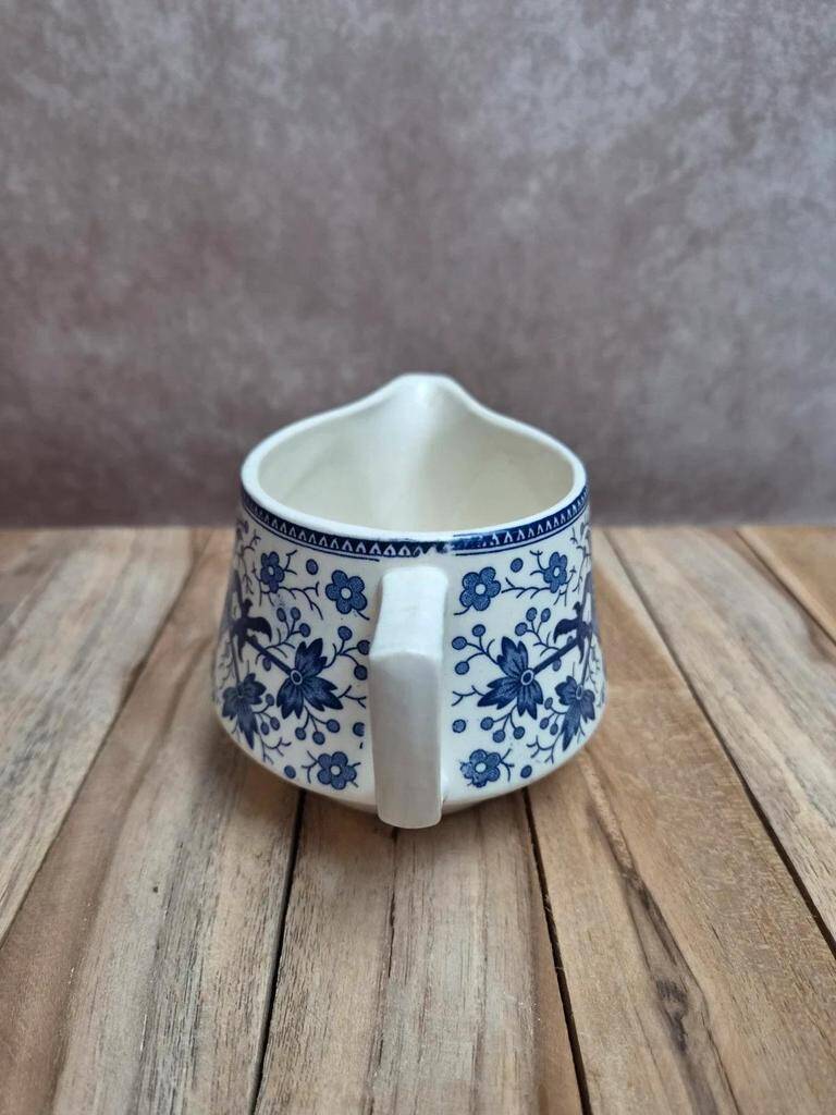 Small milk jug Boch Frères – La Louvière Dragon model – blue decoration – vintage Belgium