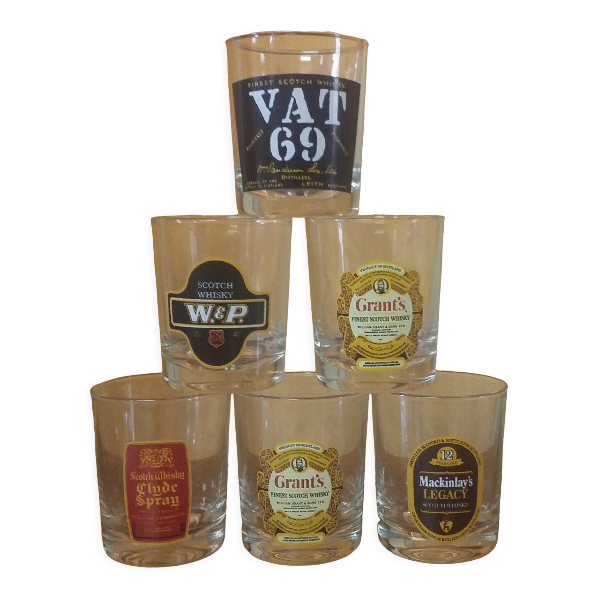 Whisky glasses stamped