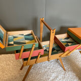 Vintage worker, sewing box feet compass