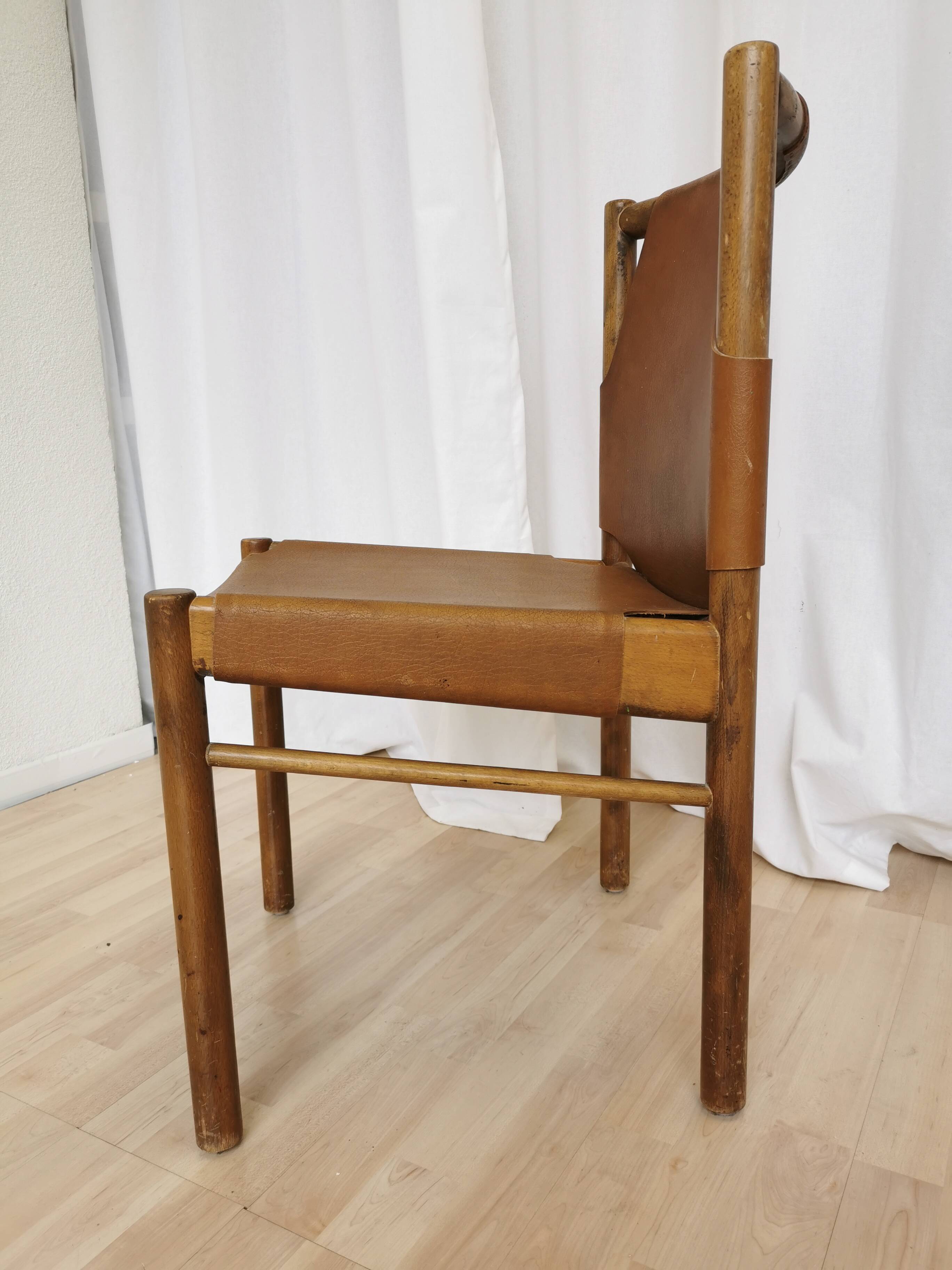 Vintage Janez Lajovic Leather Dining Chair: Mid-Century Modern 1980s