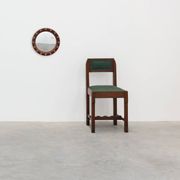 Round wooden mirror with turquoise ceramic studs by Deknudt, Belgium, 1960s