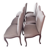 6 chaises Louis XV – tapisserie traditionnelle à ressorts – bois massi