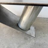 Handcrafted metal coffee table from the 1970s