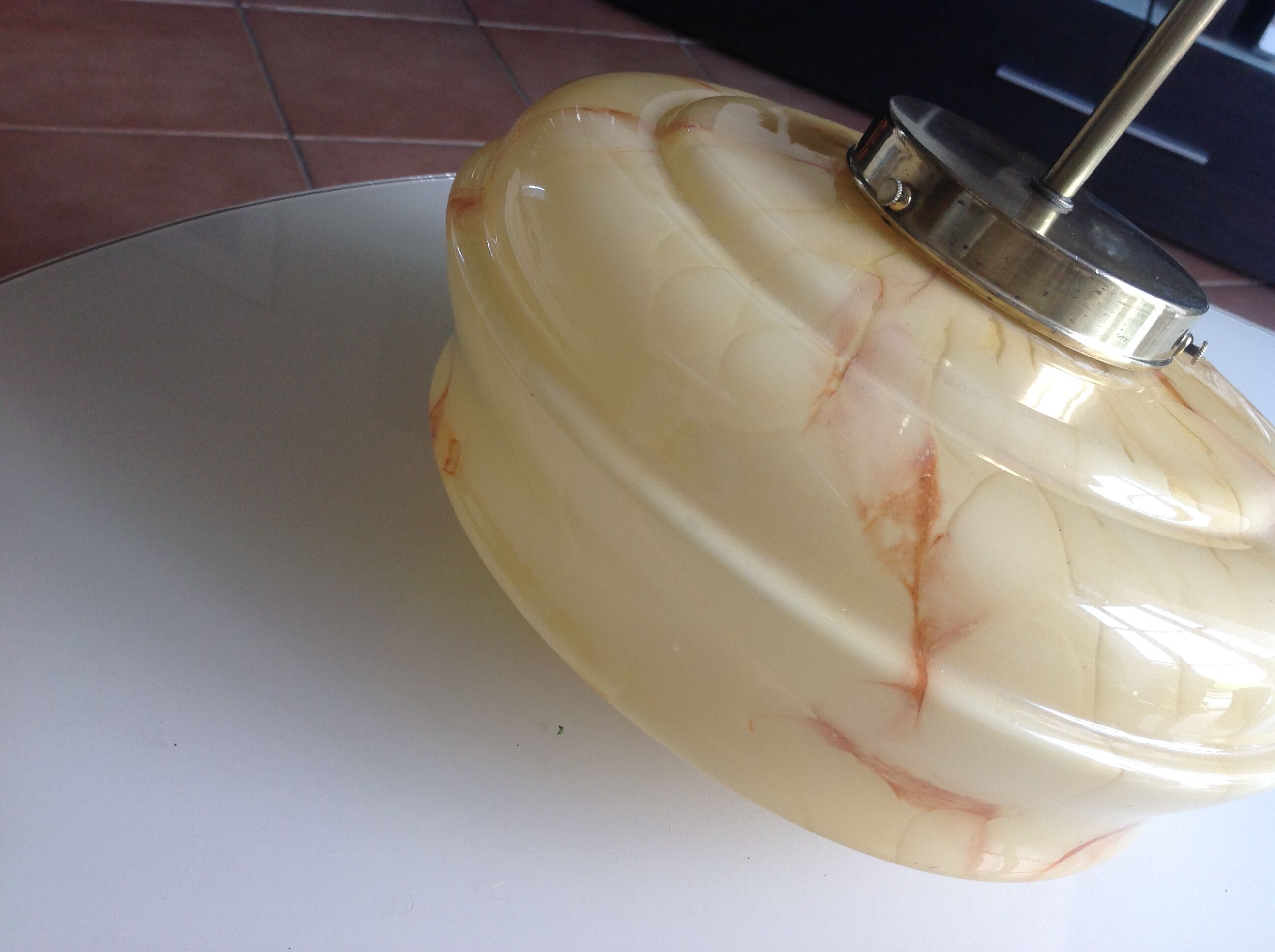 Vintage marbled glass globe ceiling light 50s 60s