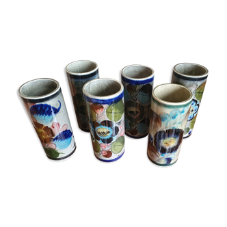 6 ceramic cup vases by Mexico