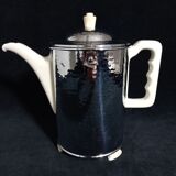 Large art deco insulating coffee maker in hammered metal and porcelain (by bauscher & sus)