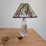 Glass lamp base and flowered lampshade