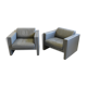 Pair of Walter Knoll gray leather armchairs design Jürgen Lange