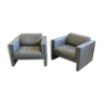 Pair of Walter Knoll gray leather armchairs design Jürgen Lange