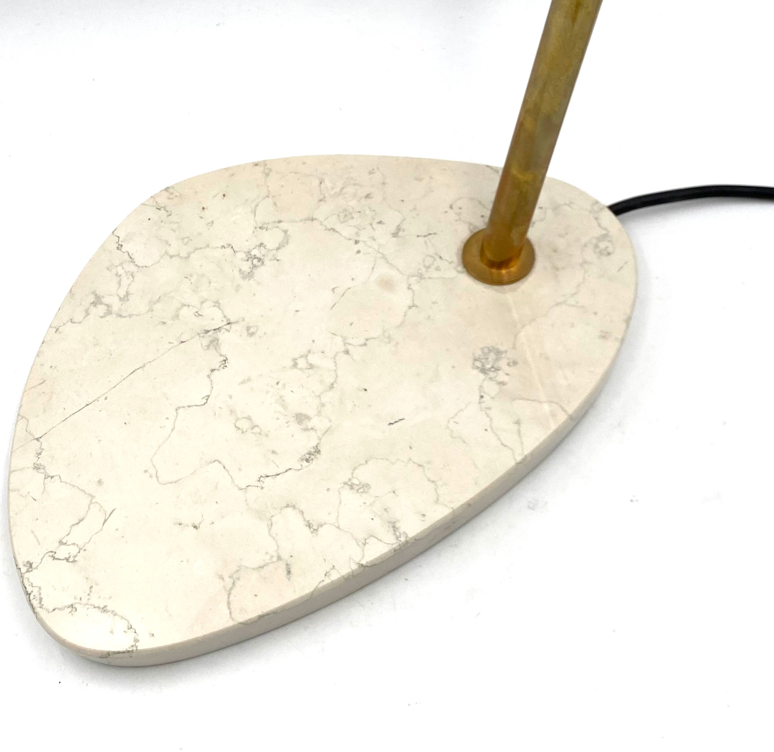 Golden brass table with Carrara marble base, Italy ca. 1980