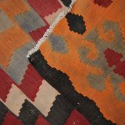 Vintage Red Orange  Kilim Rug 1980s Wool Tribal Flatweave 287 x 150 cm