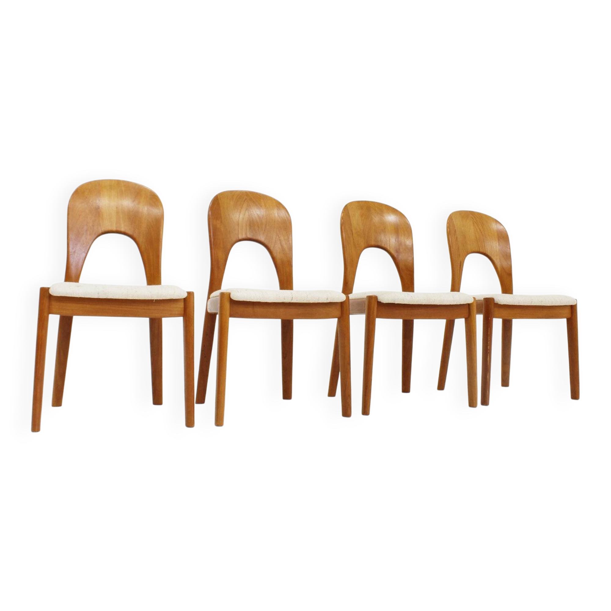 Vintage Danish solid teak dining chairs by Niels Koefoed 1960s set of 4