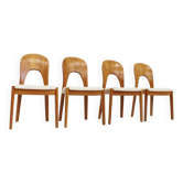 Chaises de salle à manger en teck massif danois vintage par Niels Koefoed des années 1960, ensemble de 4.