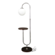 1940s Art Deco Chrome Floor Lamp with Opaline Globe and Side Table