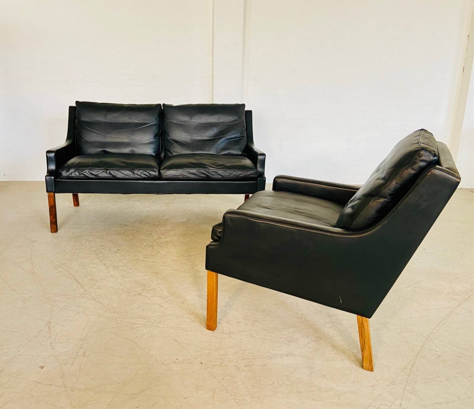 Vintage retro Danish mid-century G. Thams 2 person sofa & chair set