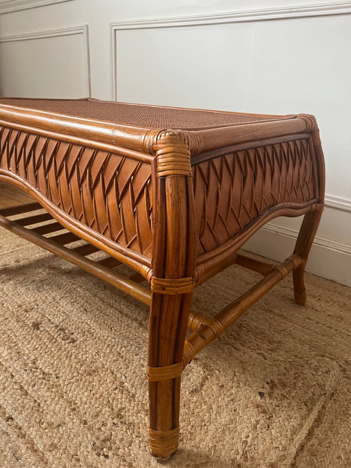 Bamboo and rattan coffee table