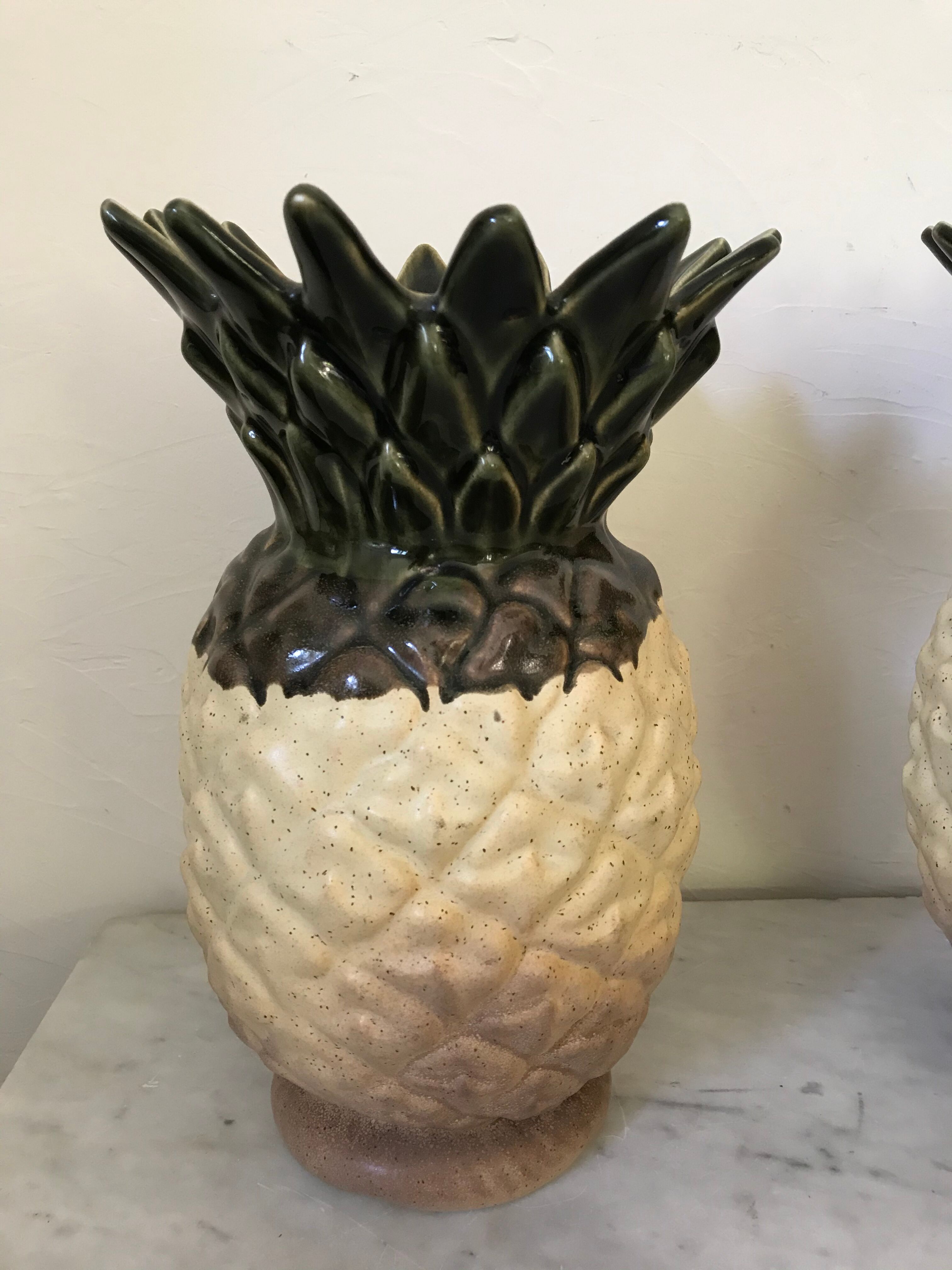 Pair of Rhoda stoneware pineapple vases