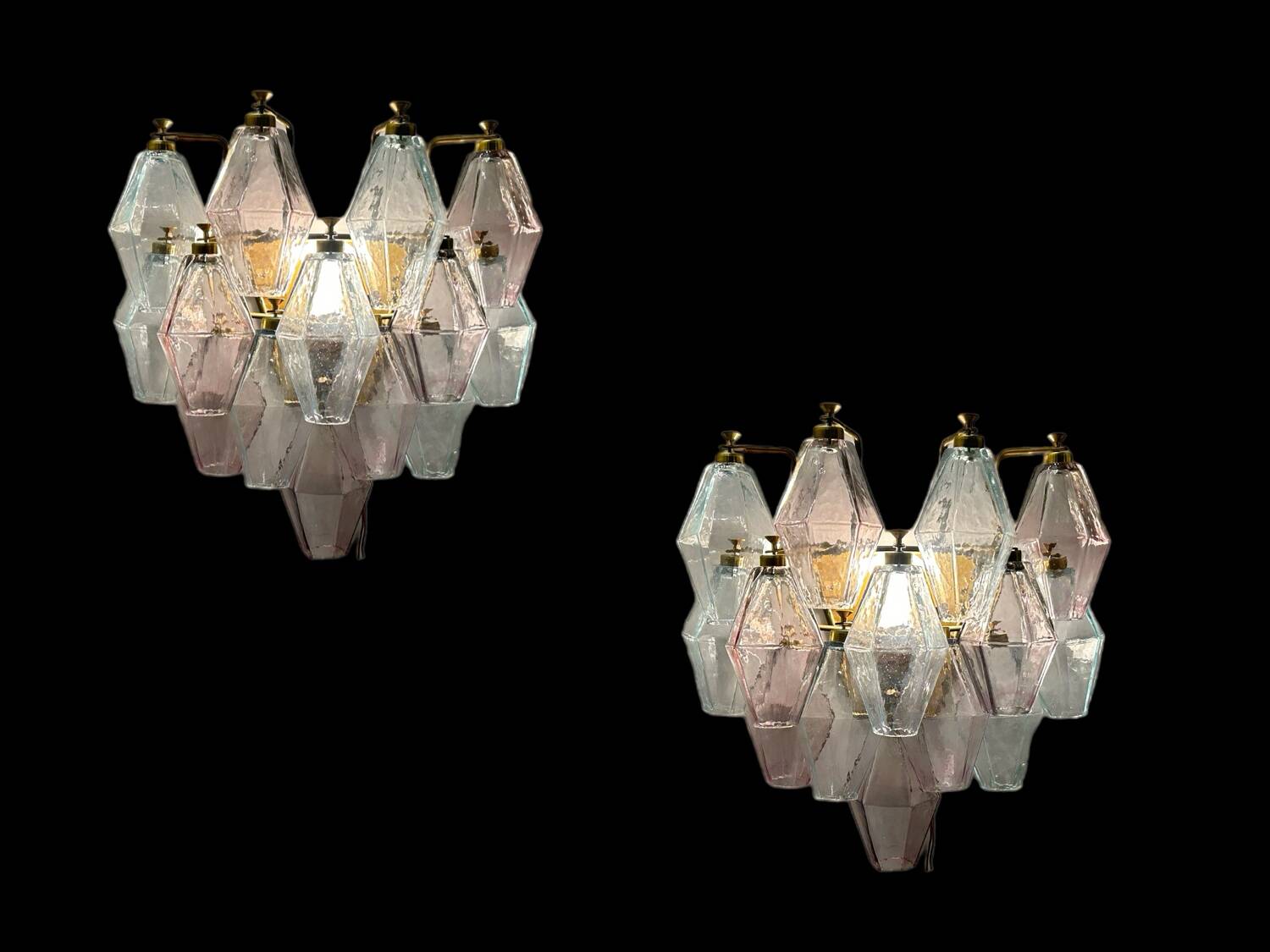 Murano Glass Polygon Sconces Set of 2