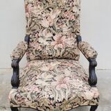 Napoleon III period armchair with floral tapestry, 19th century