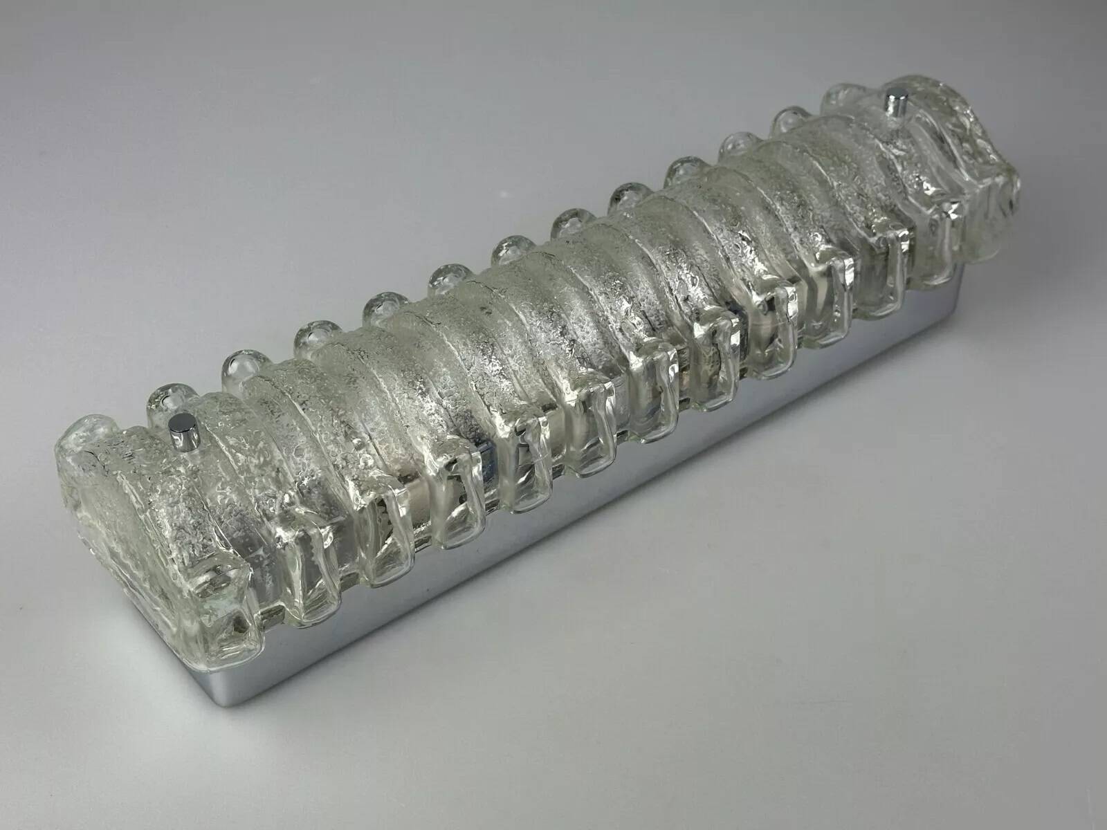 60s 70s wall lamp Limburg Germany Wall Sconce Ice Glass Chrome Space Age