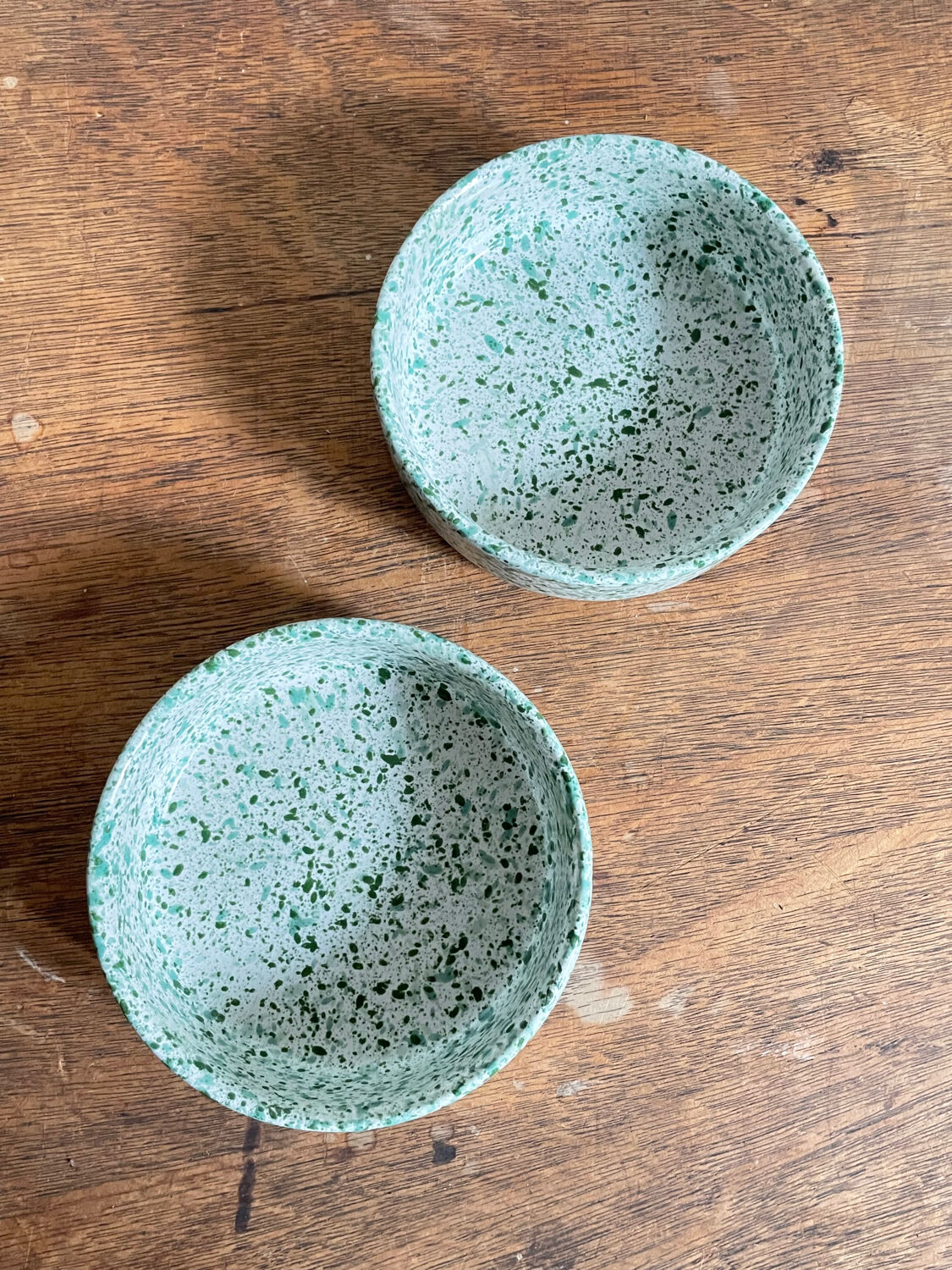 Green spotted ceramic ramekin