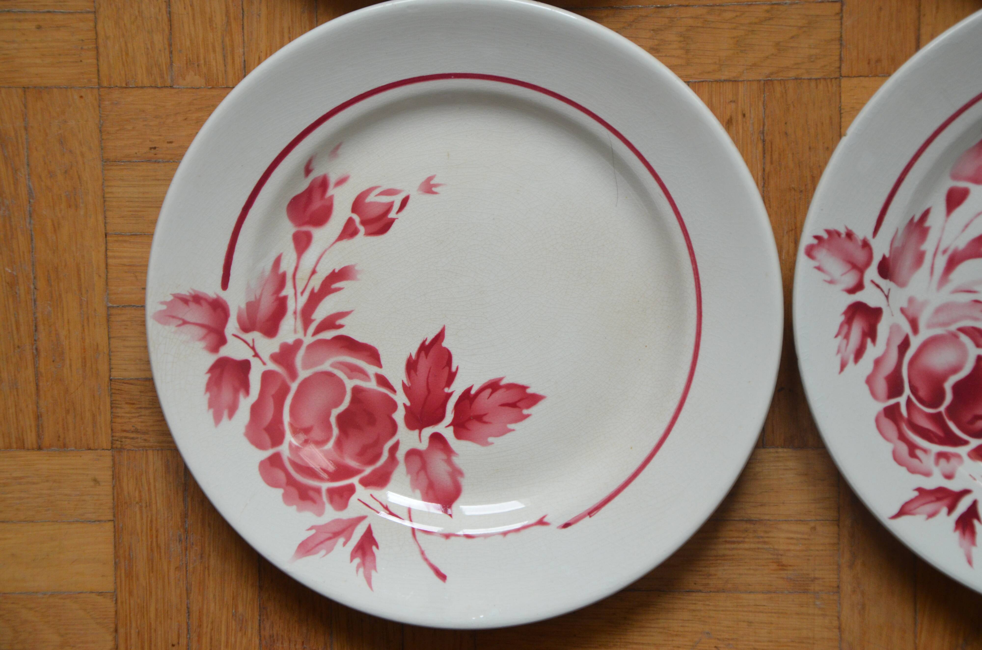 Lot de 4 assiettes Sarreguemines, collection Roseraie