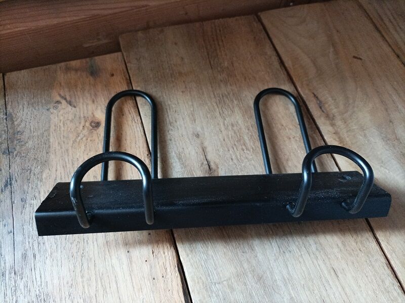 School coat rack 2 hooks patinated metal matte black deco dp 0423030