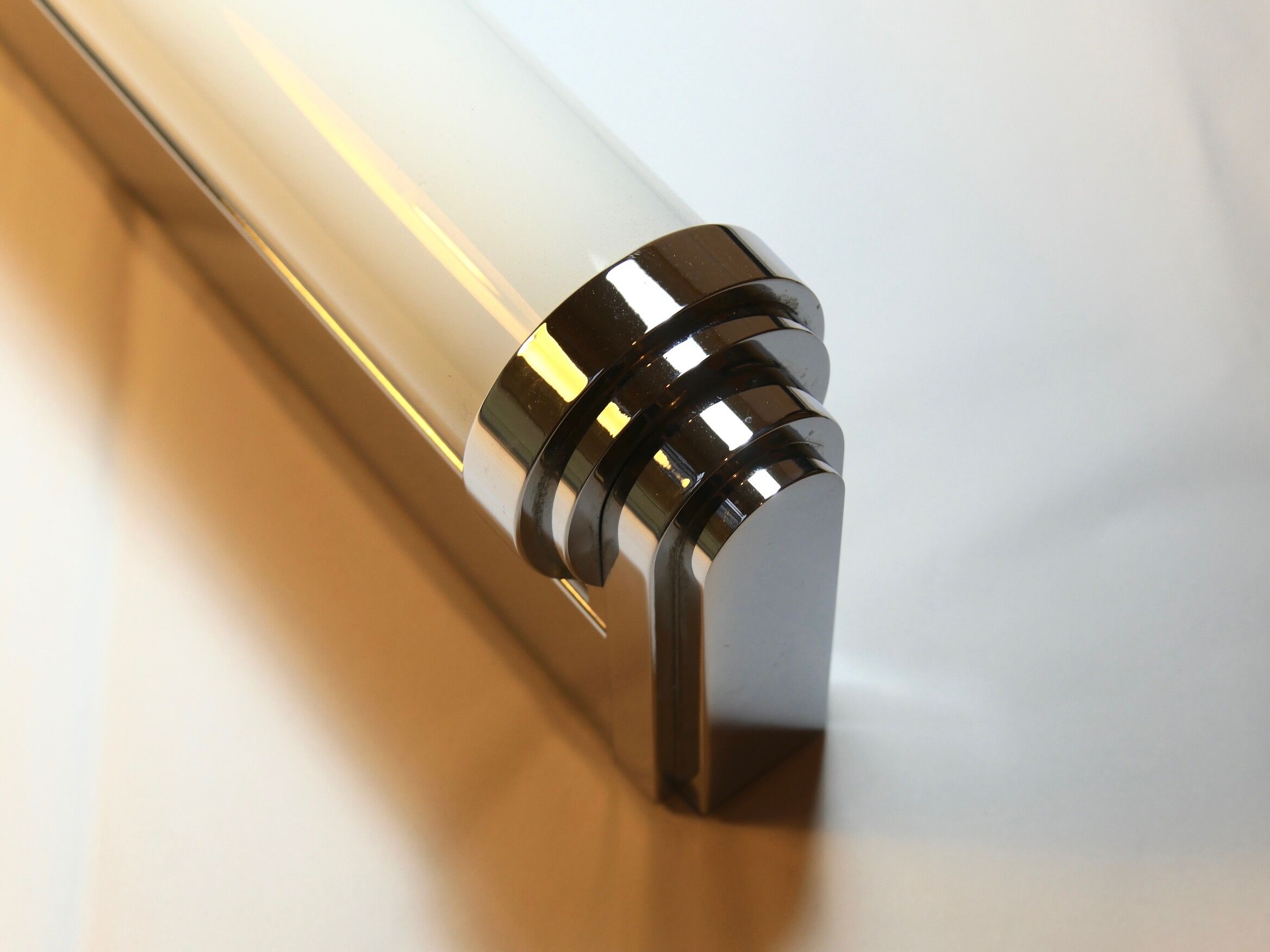 Art Deco glass and chrome tiered bathroom sconces