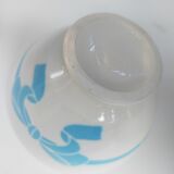 Bol ancien  céramique faïence blanc ruban bleu français des années 50 vintage