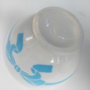 Old ceramic bowl earthenware white French blue ribbon of the 50s vintage