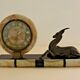 French Art Deco Clock Marble Onyx & Brass With A Bronzed Spelter Gazelle