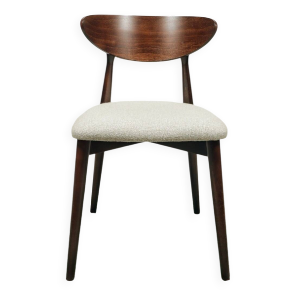 Chaise scandinave en bois et tissu écru