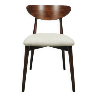 Chaise scandinave en bois et tissu écru