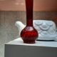 Vase soliflore en verre soufflé rouge ruby