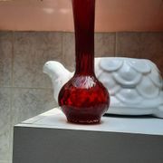 Ruby red blown glass bud vase